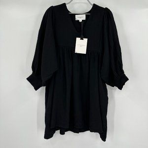 Pomander Place by Tuckernuck Black Gauze Millie Dress sz S Mini Length Swing